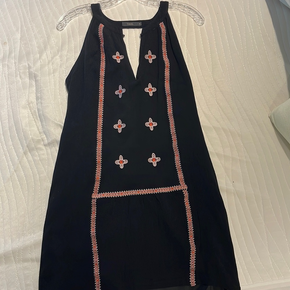 Black sundress with orange details